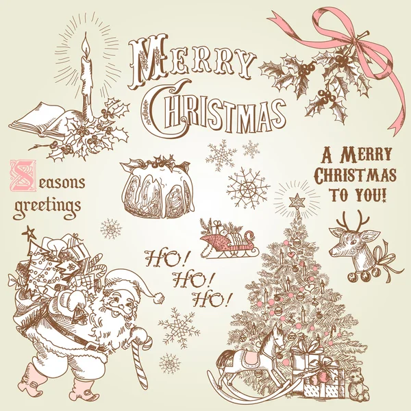 Vintage Christmas doodles — Stockvector