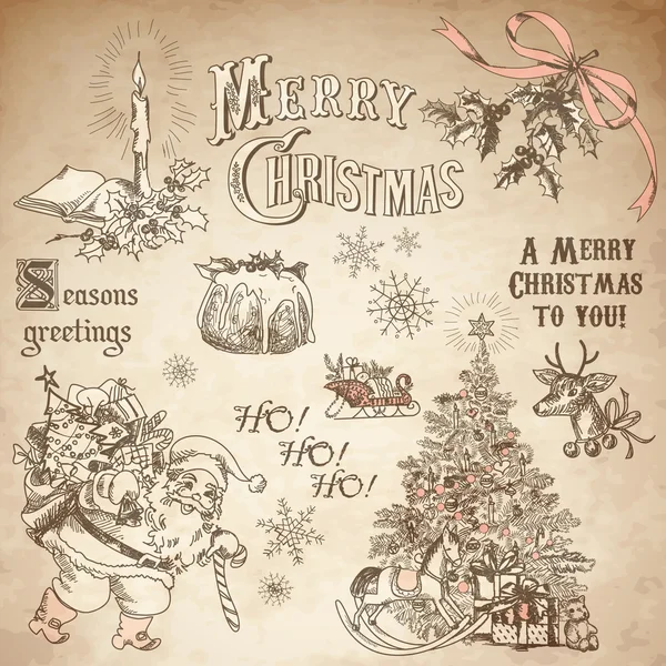 Vintage Christmas doodles — Stockvector