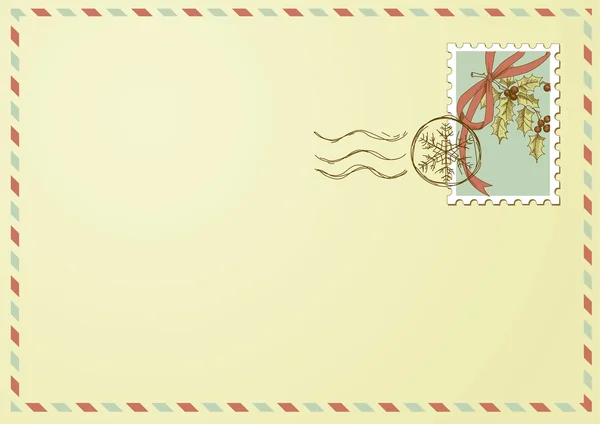 Envelope with Christmas stamp — Stock Vector