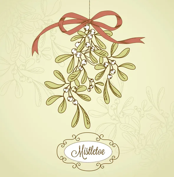 Vintage Christmas Mistletoe — Stock Vector