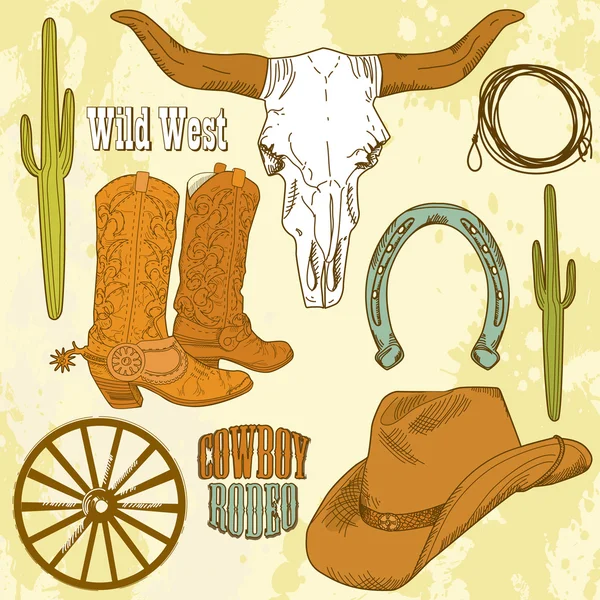 Wild west westerse set — Stockvector