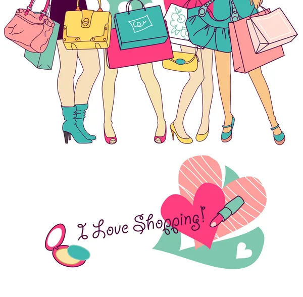 Shopping girls — Stock Vector