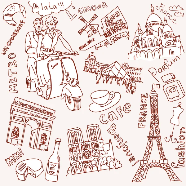 巴黎涂鸦 — 图库矢量图片