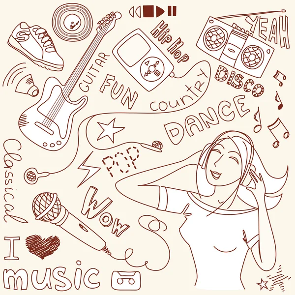 Music Doodles — Stock Vector