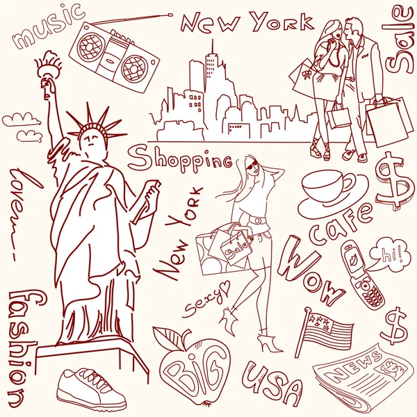 New York doodles — Stock Vector