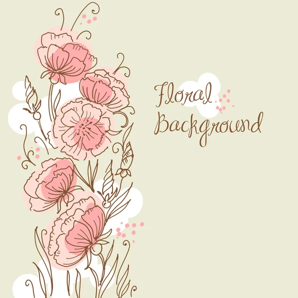 Disegnato sfondo floreale — Vettoriale Stock