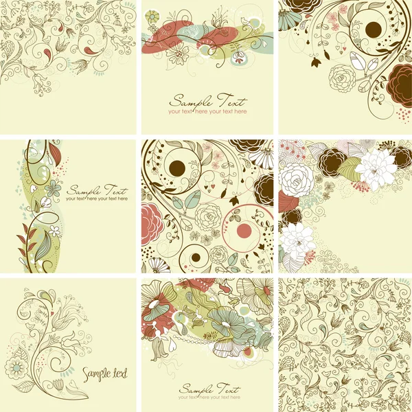 Cartes de souhaits floraux — Image vectorielle