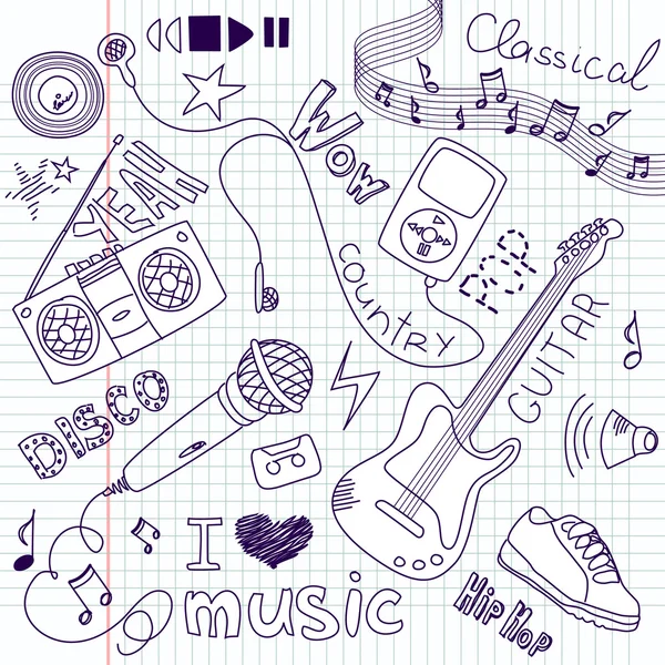Music Doodles — Stock Vector