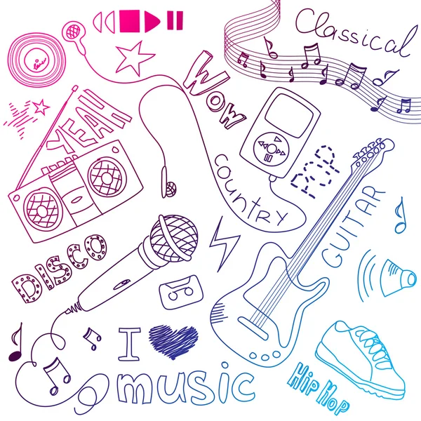 Music Doodles — Stock Vector