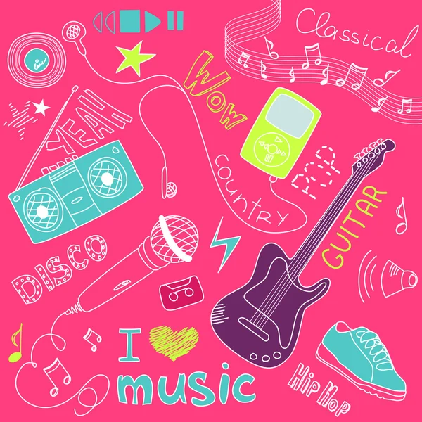 Muziek doodles — Stockvector