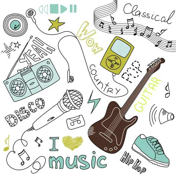 Doodles musicais — Vetor de Stock