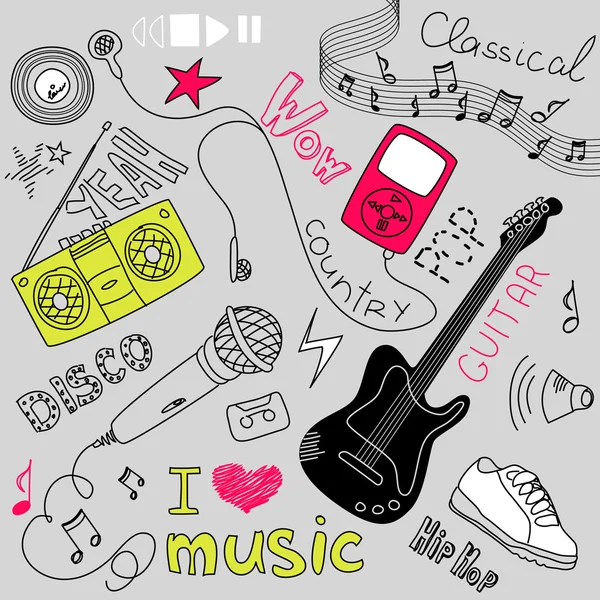 Müzik doodles — Stok Vektör