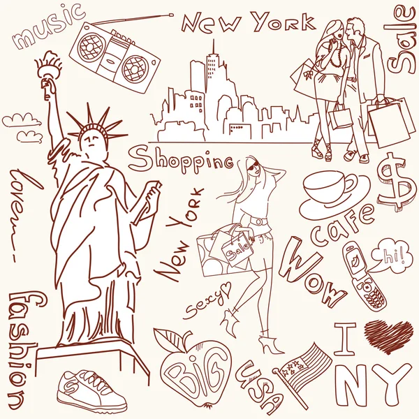 Shopping in New York — Stock Vector