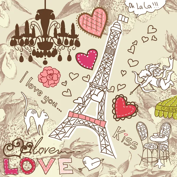 Doodles de Paris — Vetor de Stock