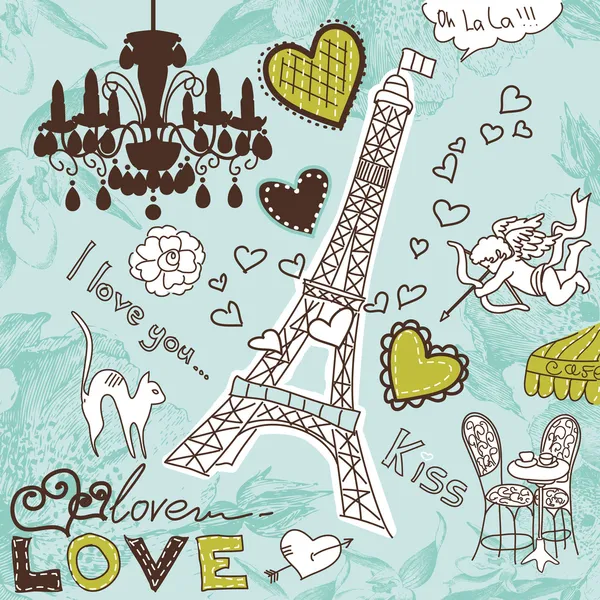 Doodles de Paris — Vetor de Stock