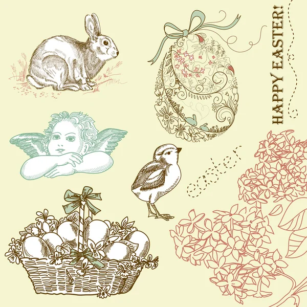 Vintage Easter Set — Stock Vector