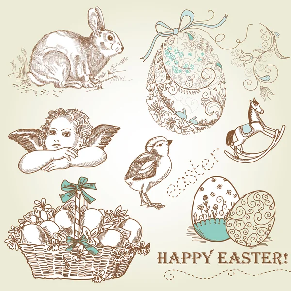 Vintage Easter Set — Stock Vector