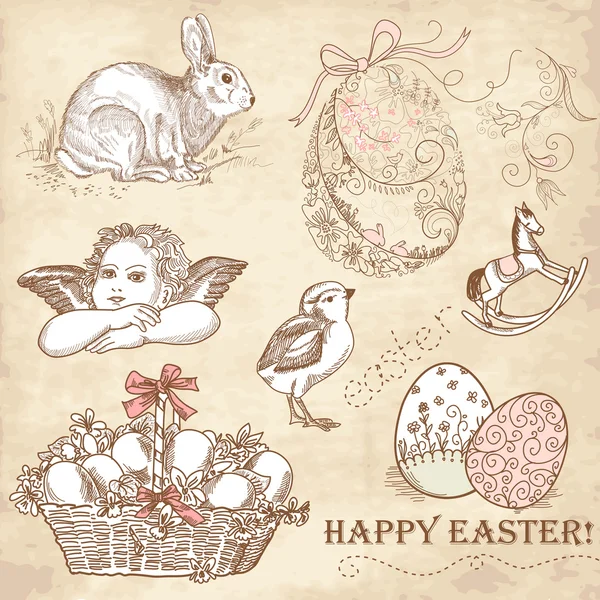 Vintage Easter Set — Stock Vector