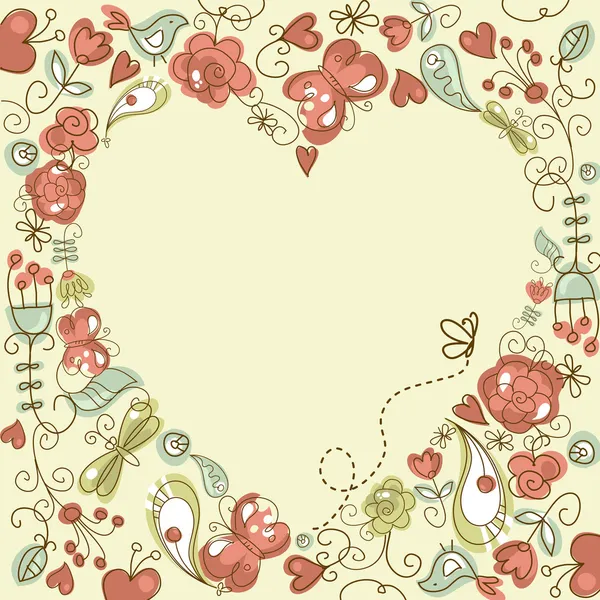 Folk corazón floral — Archivo Imágenes Vectoriales