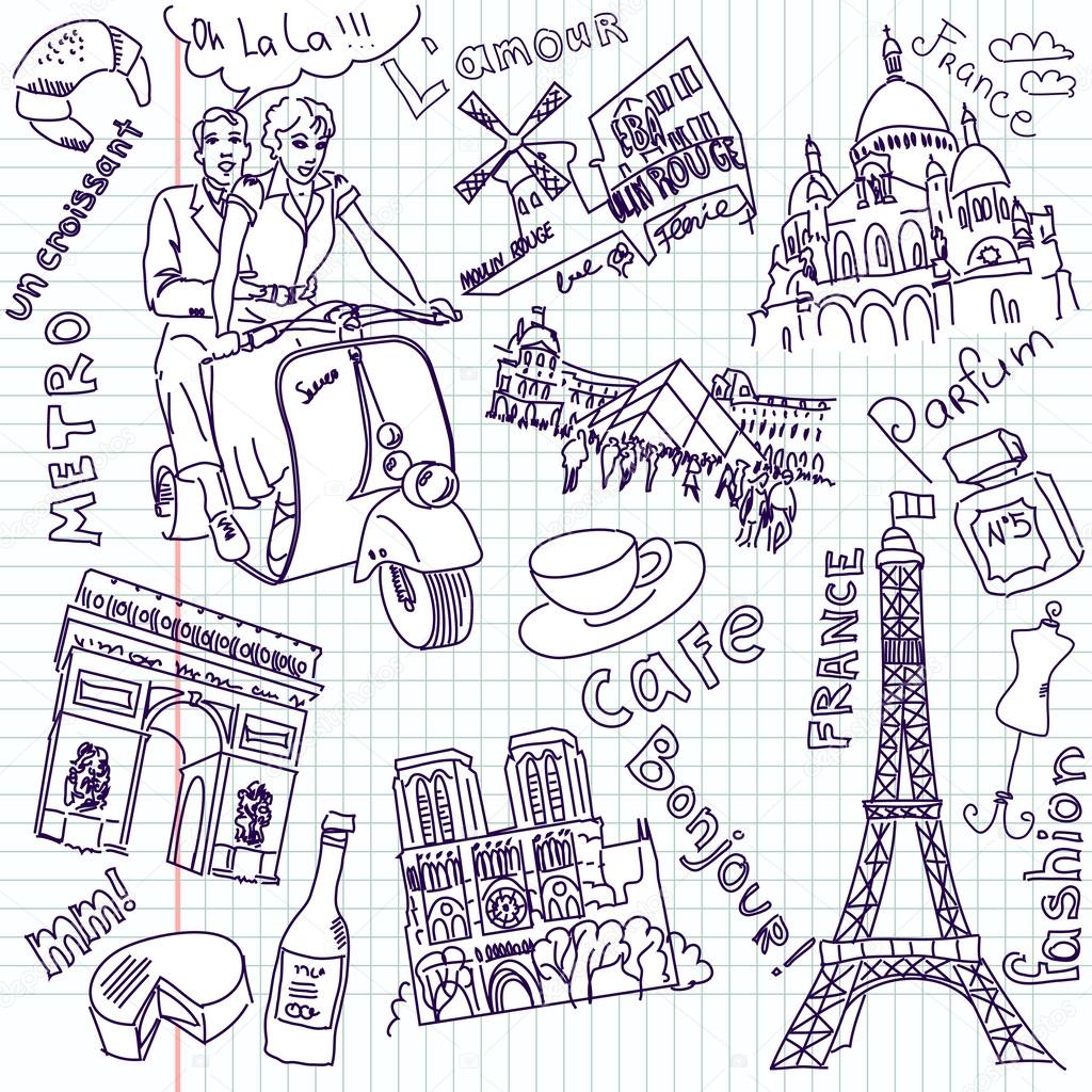 Sightseeing in Paris doodles