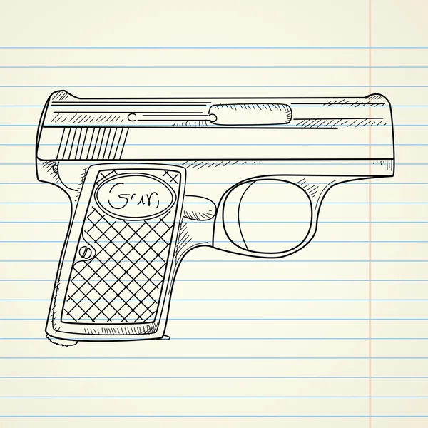 Pistola sobre fondo de papel — Vector de stock