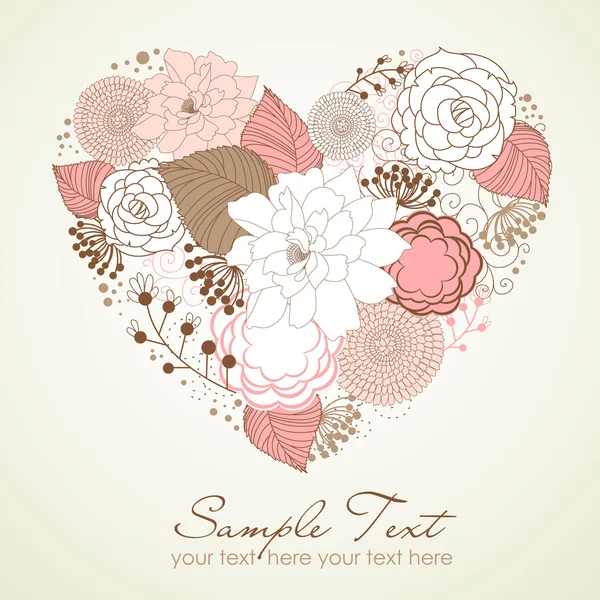 Floral heart shape — Stock Vector