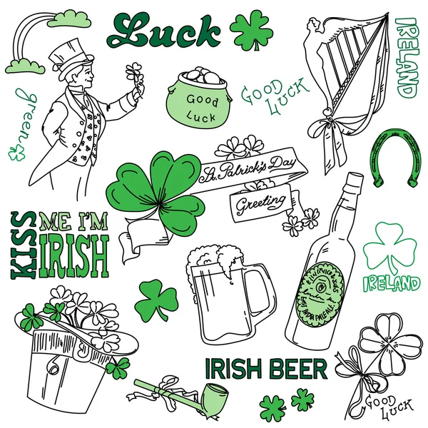 Día de San Patricio garabatos — Vector de stock