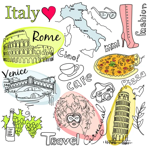 Turismo en Italia — Archivo Imágenes Vectoriales
