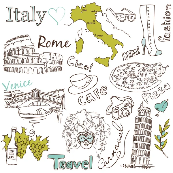 Turismo en Italia — Vector de stock