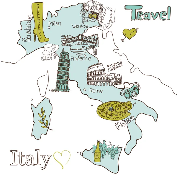 Creative map of Italy — Stock Vector