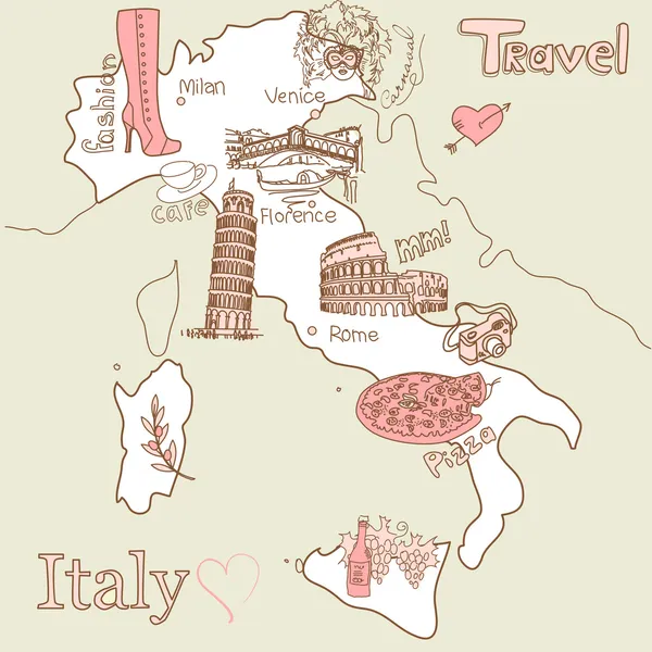 Mapa creativo de Italia — Vector de stock