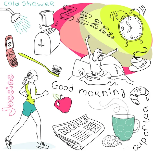 Mignon matin doodle — Image vectorielle