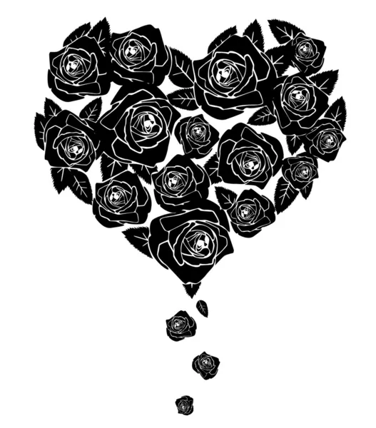 Schwarze Rosen. Herz — Stockvektor
