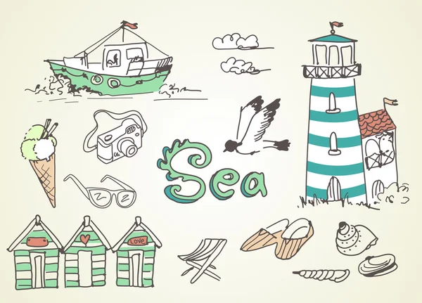 Vacaciones de verano Doodles — Vector de stock