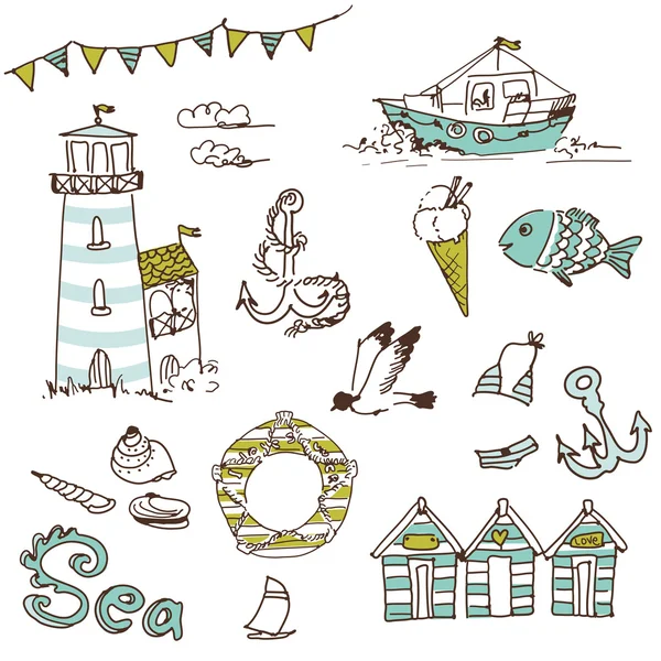 Sea doodles — Stock Vector