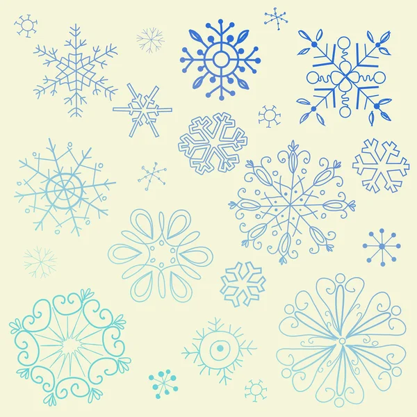 Elementi del fiocco di neve Doodle — Vettoriale Stock