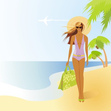 Kumsalda bronzlaşmış kız