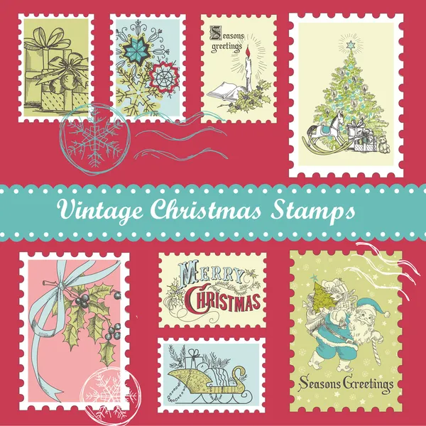 Vintage Christmas postage — Stock Vector