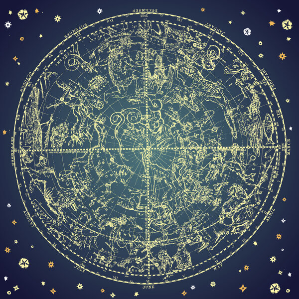 Vintage zodiac constellation of northen stars.