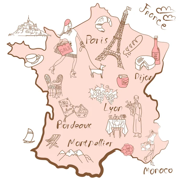 Mapa estilizado da França —  Vetores de Stock