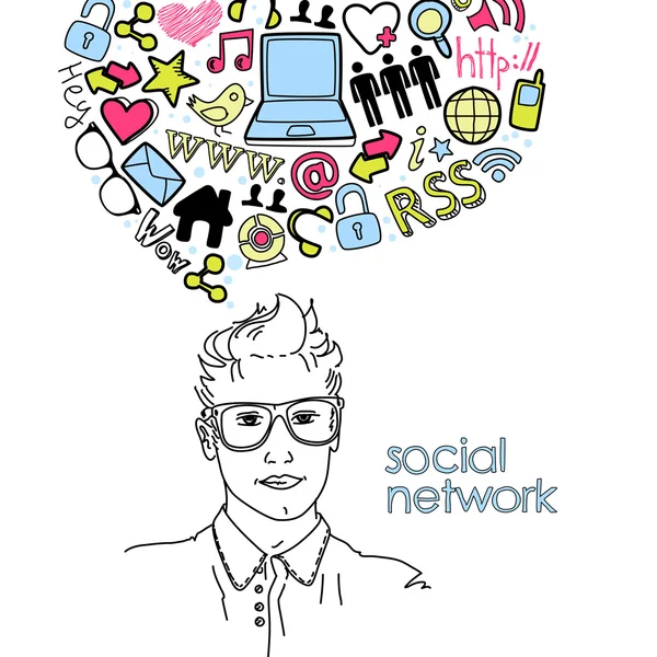 Social network doodles. — Stock Vector