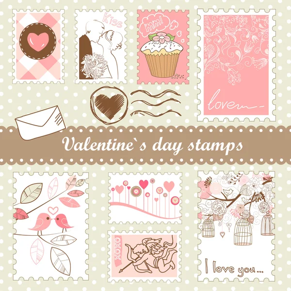 Valentine's day stamps — Stock Vector