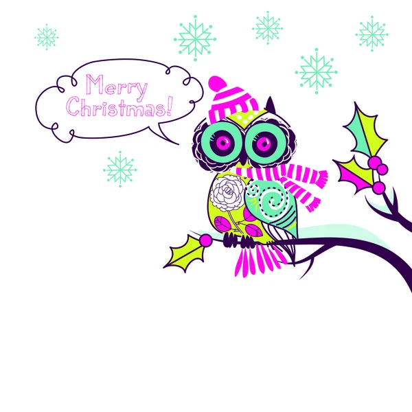 Cute Christmas Owl — Stock Vector