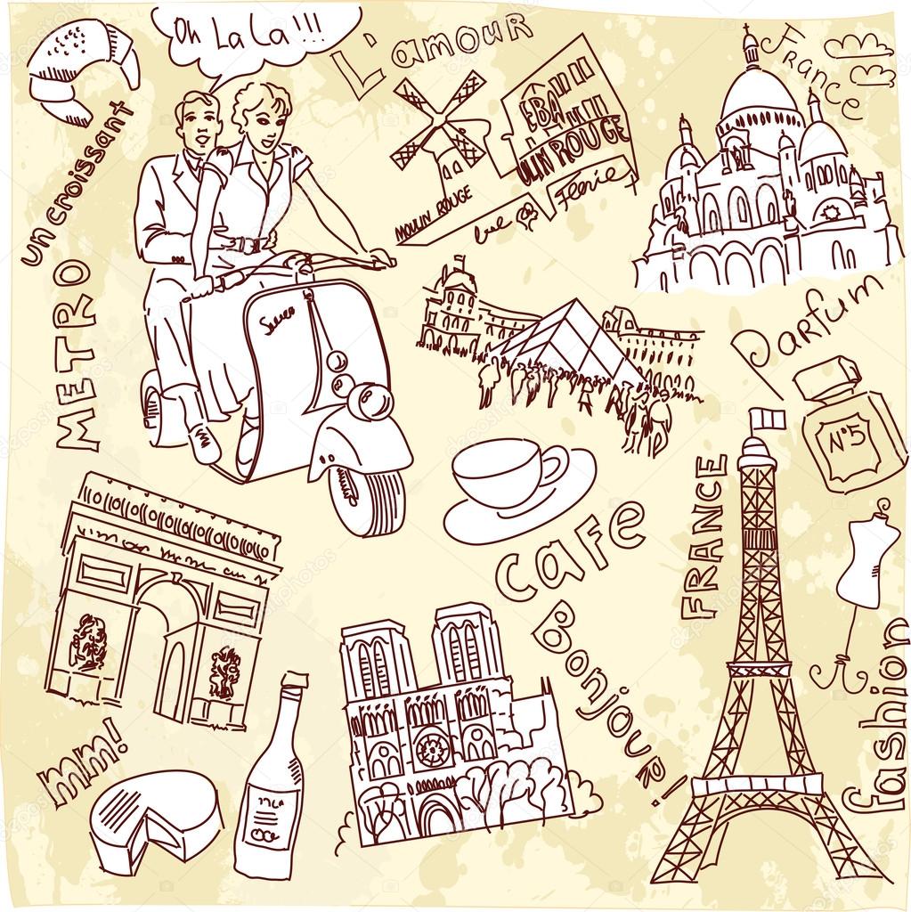 Sightseeing in Paris doodles