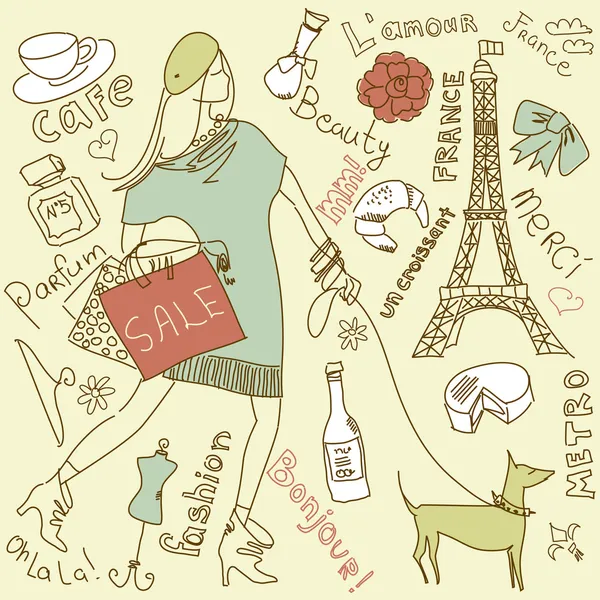 Compras en París — Vector de stock