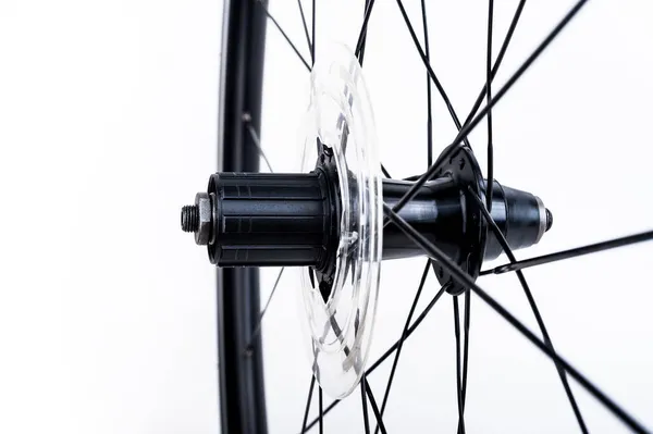 Fecho Cubo Bicicleta Detalhe Roda Bicicleta — Fotografia de Stock