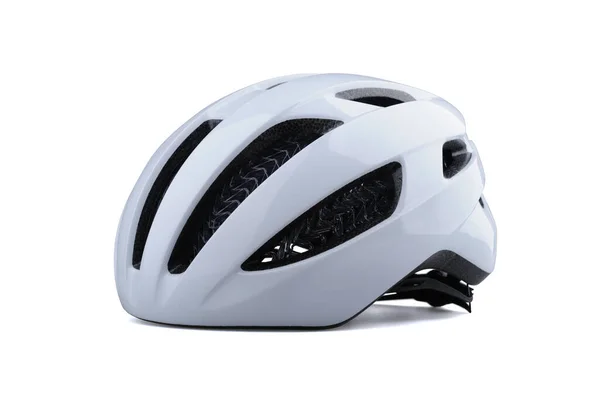 Helm Sepeda Putih Diisolasi Dengan Latar Belakang Putih Tampilan Samping Stok Gambar Bebas Royalti