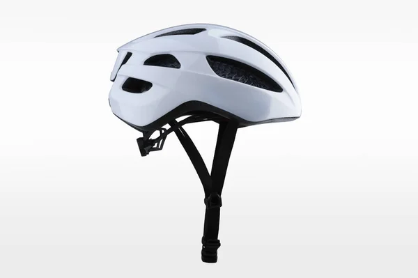 Helm Sepeda Putih Diisolasi Dengan Latar Belakang Putih Tampilan Samping Stok Foto