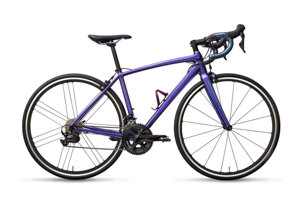 Современный Фиолетовый Синий Дорожный Велосипед Белом Фоне — стоковое фото
