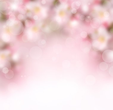 Abstract spring background with pink flowers clipart